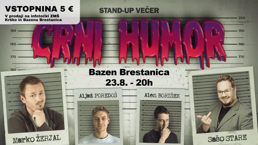 stand up večer črni humor, na bazenu brestanica, DOMOV
